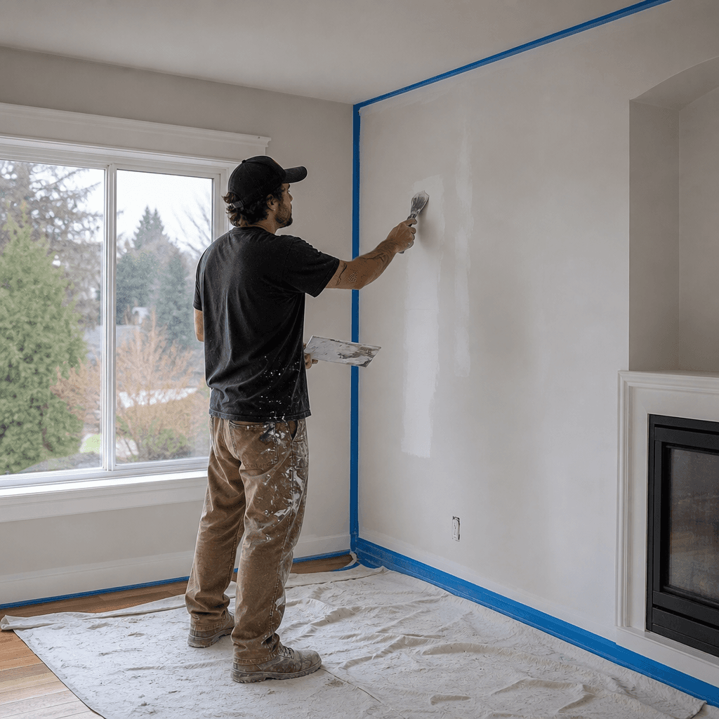 Drywall repair and restoration after poly B pipe replacement in Burnaby
