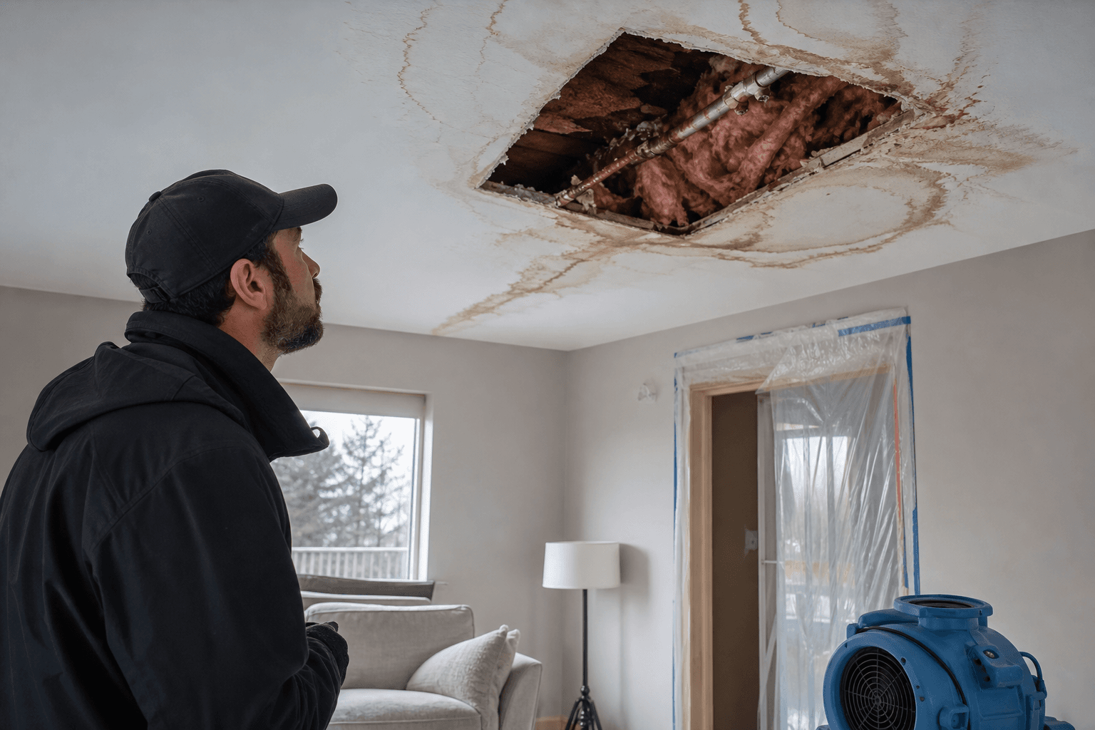 Ceiling Water Damage Repair in Burnaby — poly b plumbing specialists